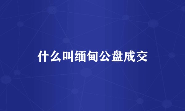 什么叫缅甸公盘成交