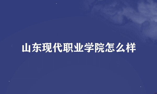 山东现代职业学院怎么样