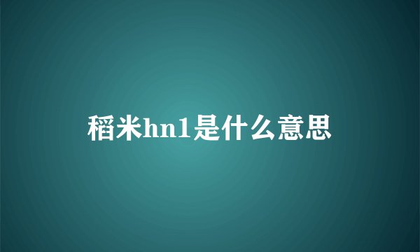 稻米hn1是什么意思