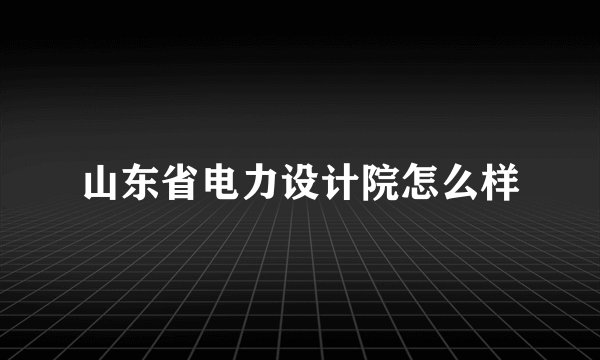 山东省电力设计院怎么样