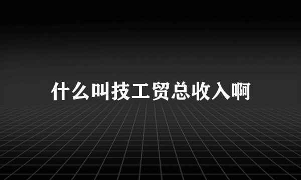 什么叫技工贸总收入啊