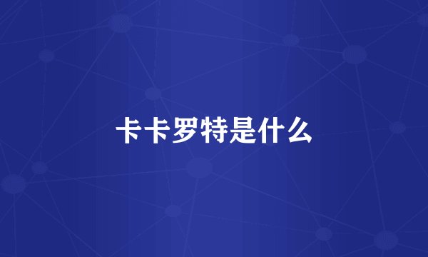卡卡罗特是什么