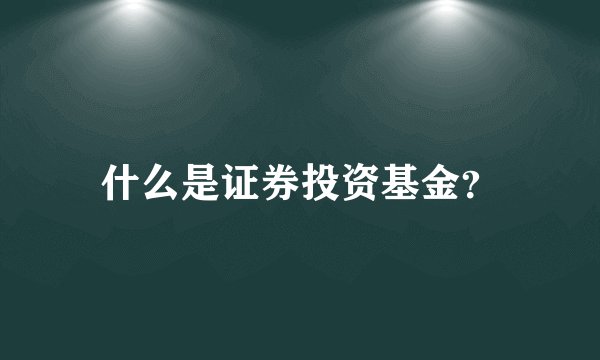 什么是证券投资基金？