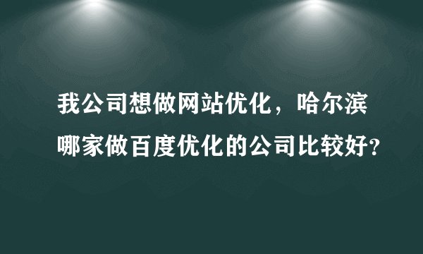 我公司想做网站优化，哈尔滨哪家做百度优化的公司比较好？