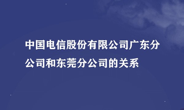 中国电信股份有限公司广东分公司和东莞分公司的关系