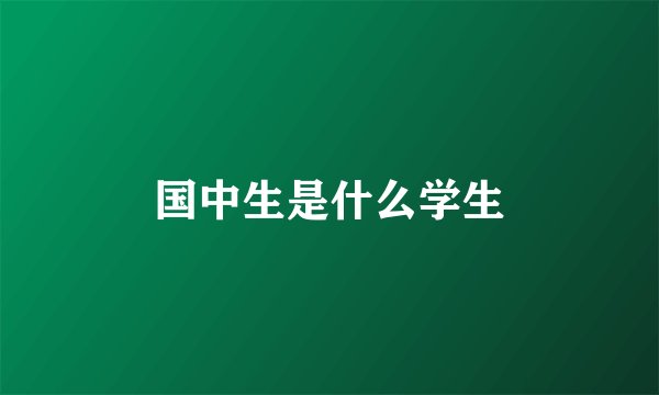 国中生是什么学生