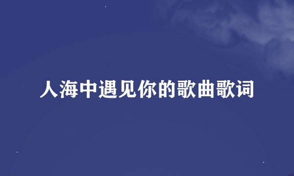 人海中遇见你的歌曲歌词