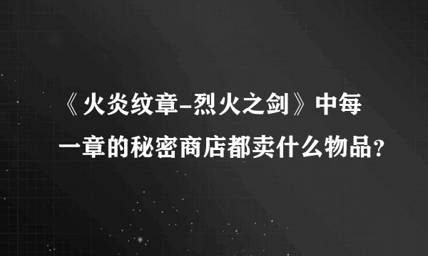 《火炎纹章-烈火之剑》中每一章的秘密商店都卖什么物品？