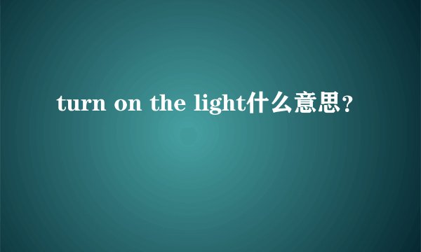 turn on the light什么意思？