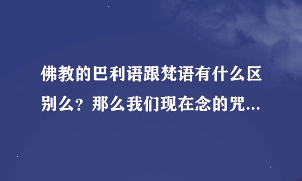 佛教的巴利语跟梵语有什么区别么？那么我们现在念的咒是梵语音译来的？