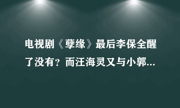 电视剧《孽缘》最后李保全醒了没有？而汪海灵又与小郭发生怎样的故事？