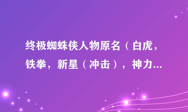 终极蜘蛛侠人物原名（白虎，铁拳，新星（冲击），神力侠（力神））