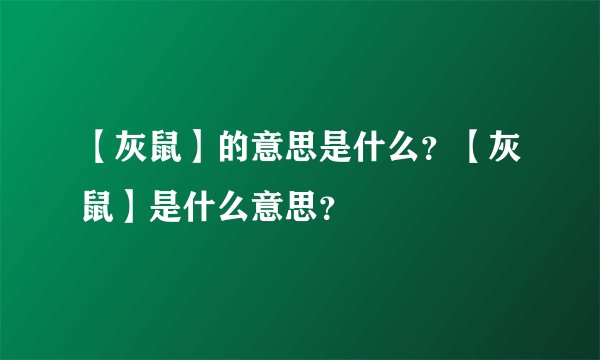 【灰鼠】的意思是什么？【灰鼠】是什么意思？