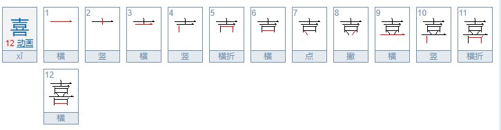 喜字怎么写，有哪些笔画组成？