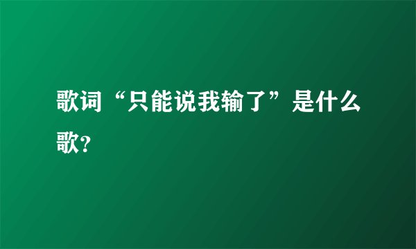 歌词“只能说我输了”是什么歌？