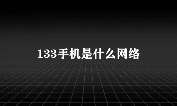 133手机是什么网络