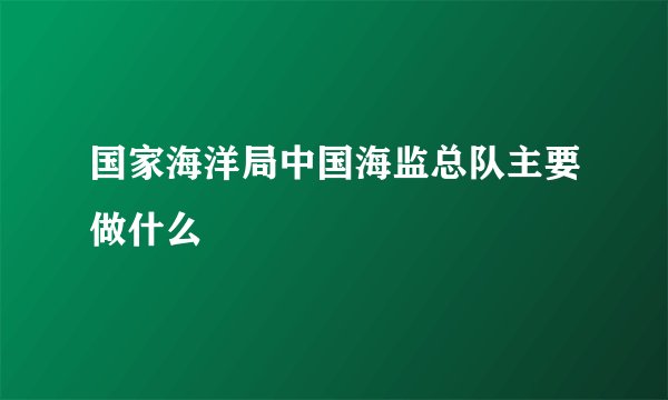 国家海洋局中国海监总队主要做什么