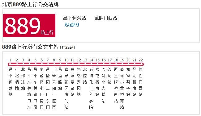 北京公交889线路经过的地铁站口