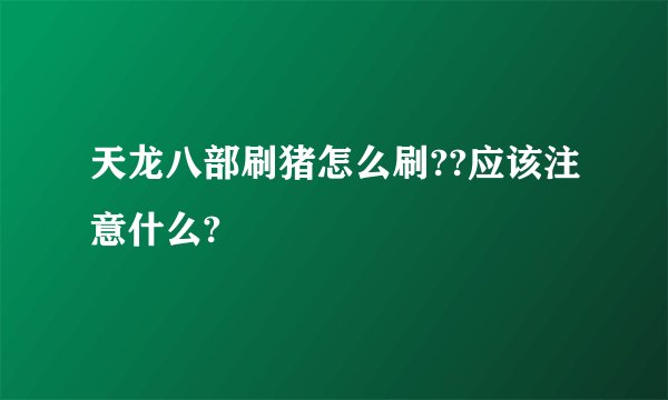 天龙八部刷猪怎么刷??应该注意什么?