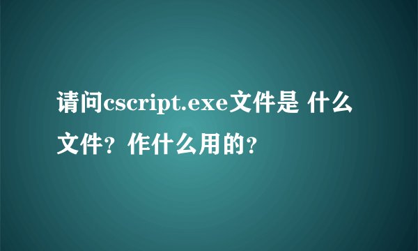 请问cscript.exe文件是 什么文件？作什么用的？