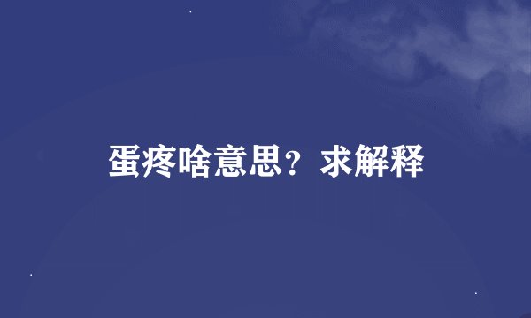 蛋疼啥意思？求解释