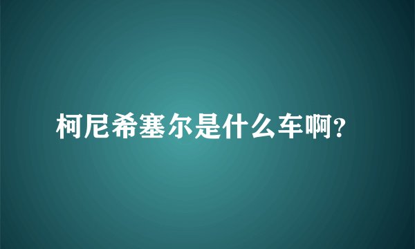 柯尼希塞尔是什么车啊？