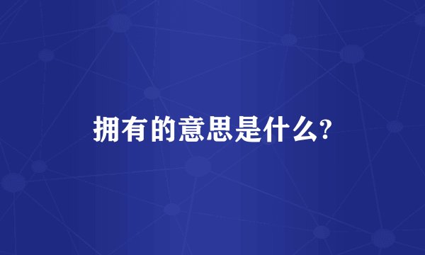 拥有的意思是什么?