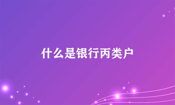什么是银行丙类户