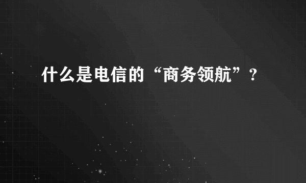 什么是电信的“商务领航”?