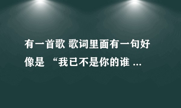 有一首歌 歌词里面有一句好像是 “我已不是你的谁 想到就会心痛 ”找了很久还没找到 求达人