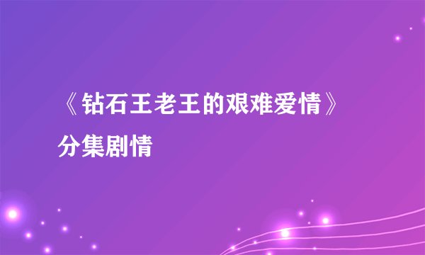 《钻石王老王的艰难爱情》 分集剧情