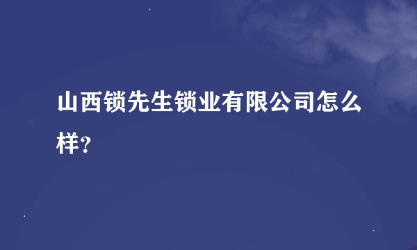 山西锁先生锁业有限公司怎么样？