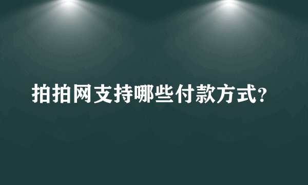 拍拍网支持哪些付款方式？