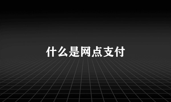 什么是网点支付
