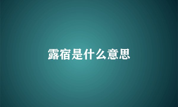 露宿是什么意思