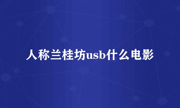 人称兰桂坊usb什么电影