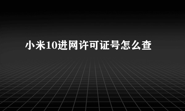 小米10进网许可证号怎么查