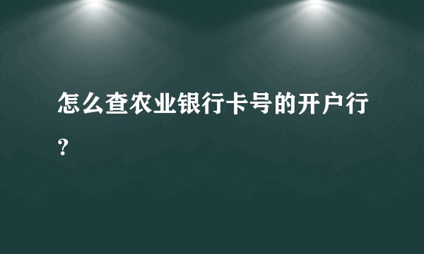 怎么查农业银行卡号的开户行？