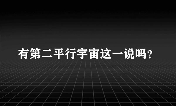 有第二平行宇宙这一说吗？