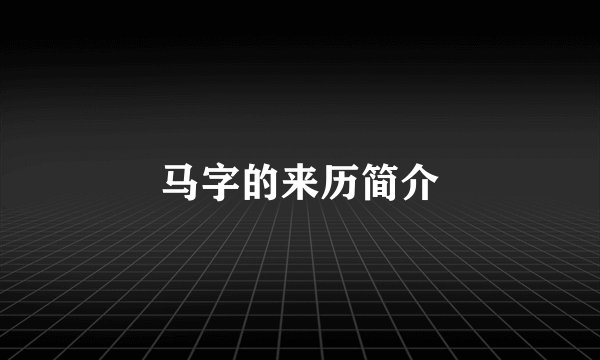 马字的来历简介