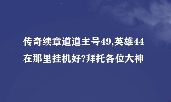 传奇续章道道主号49,英雄44在那里挂机好?拜托各位大神