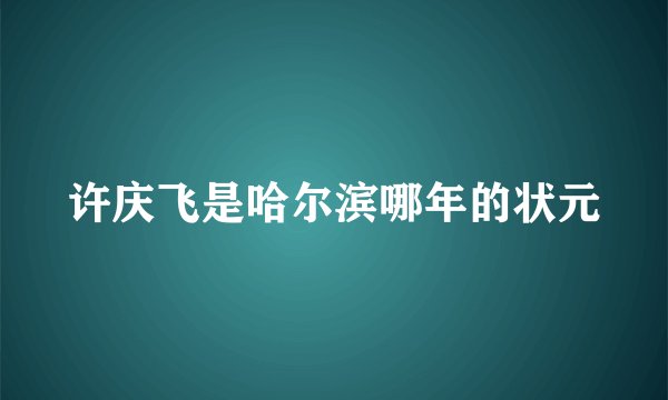 许庆飞是哈尔滨哪年的状元