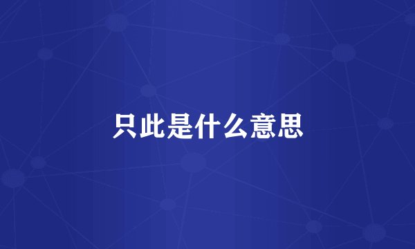 只此是什么意思