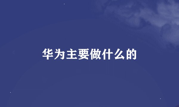 华为主要做什么的