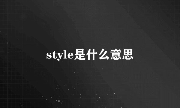 style是什么意思