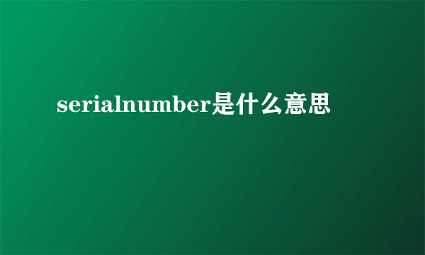 serialnumber是什么意思