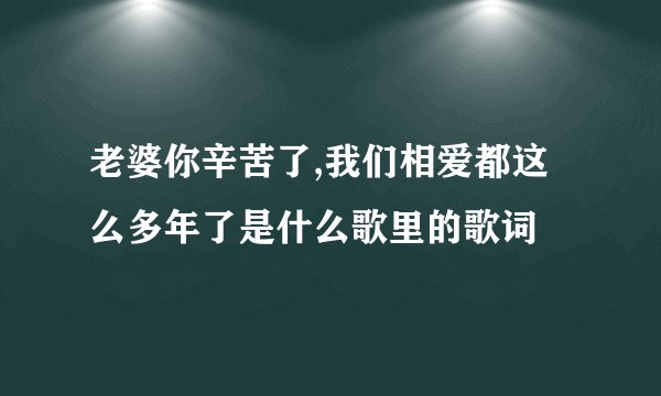 老婆你辛苦了,我们相爱都这么多年了是什么歌里的歌词