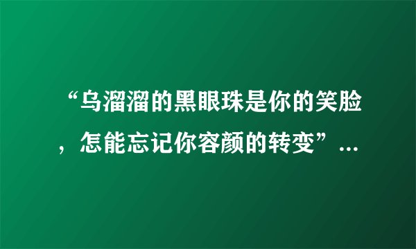 “乌溜溜的黑眼珠是你的笑脸，怎能忘记你容颜的转变”是哪首歌的歌词？