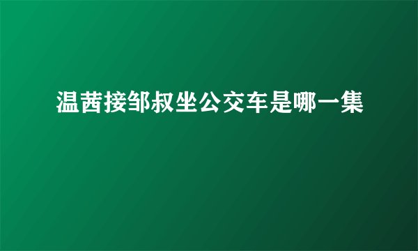 温茜接邹叔坐公交车是哪一集