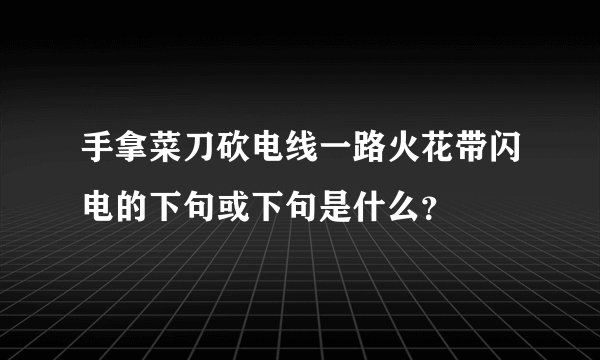 手拿菜刀砍电线一路火花带闪电的下句或下句是什么？